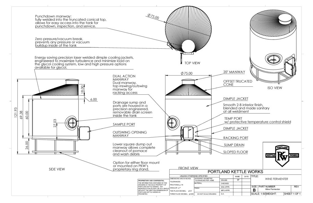 PKW Wine Fermenter Closed-Top Spec Sheet