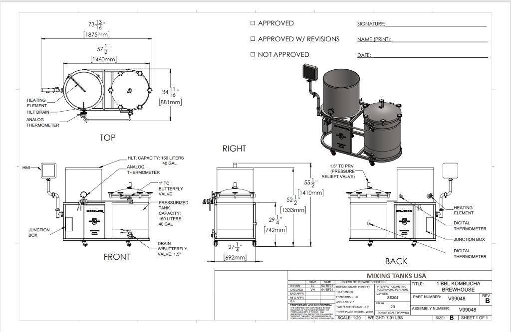 KB-135 Kombucha Brewery Spec Sheet